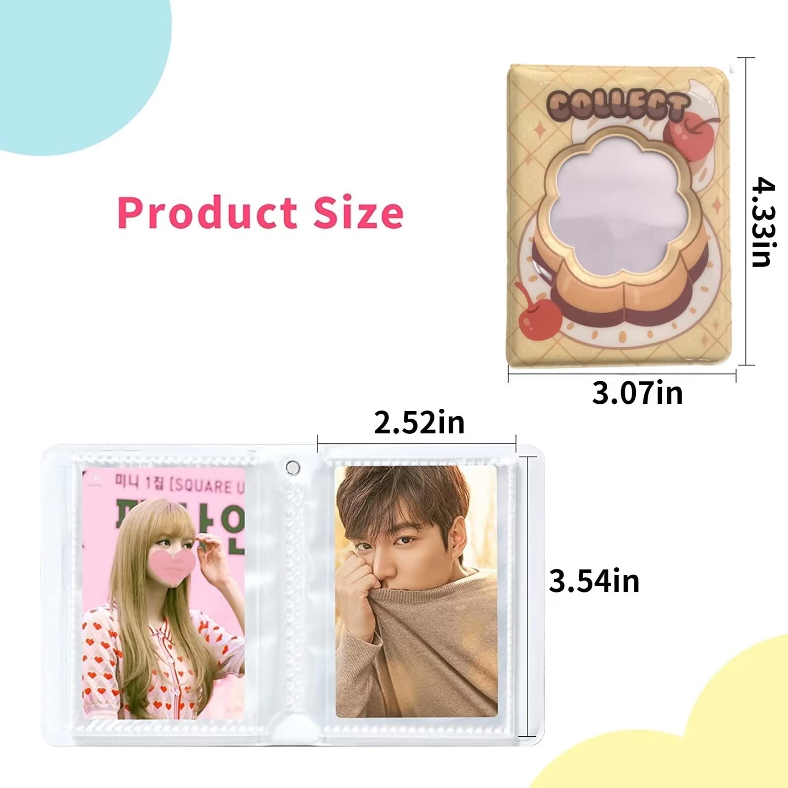 Mini Album Photo 3 Pouces - 40 Pochettes Cœur Gâteau - Autocollants Kawaii Inclus