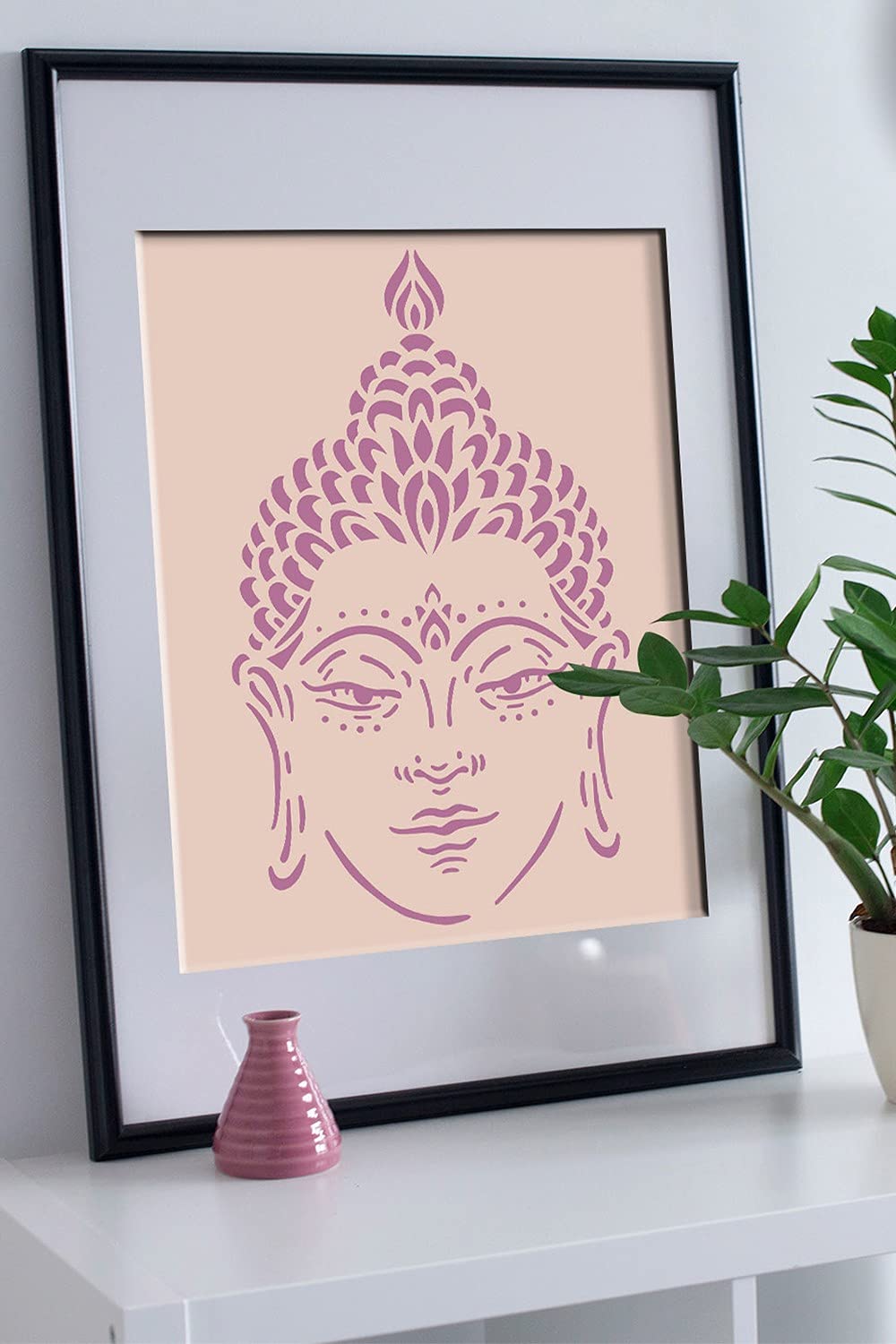 Artikel Buddha Kafası Stencil Tasarımı 30 x 30 cm