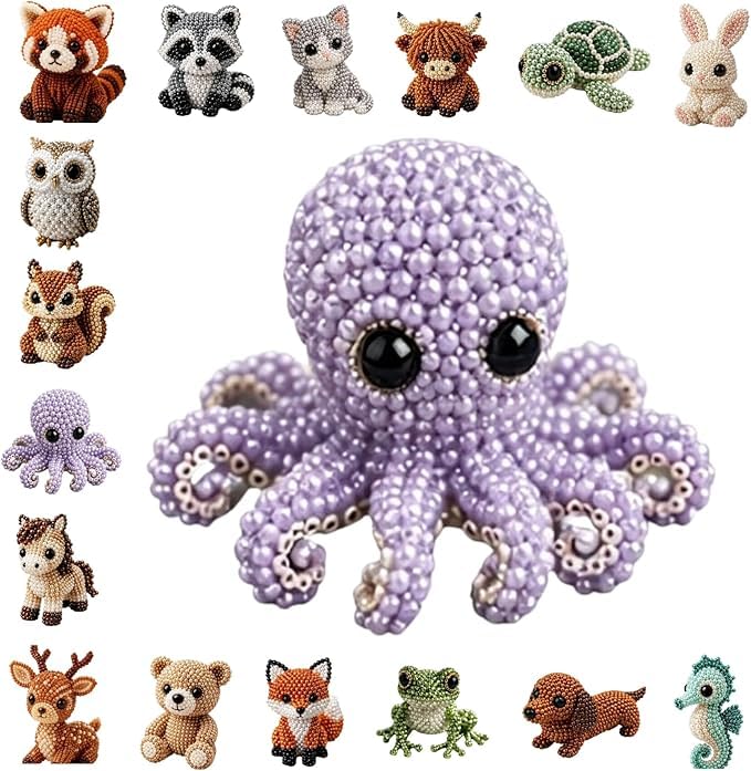 DIY Animal Beading Kit- Tiny 3D Beaded Animal DIY Set, with Colorful Beads and Instructions, Bead Embroidery Kits, Creative Arts & Crafts Gift for Stress Relief & Gift