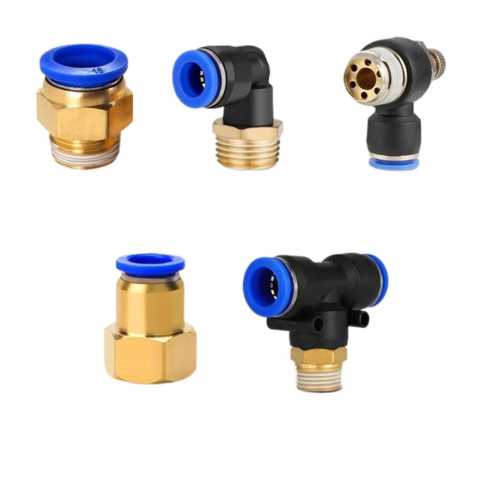 20Pcs Pneumatic Air Connector Fitting PC PCF PL SL 4mm 6mm 8mm Thread 1/8 1/4 3/8 1/2 Hose Fittings Pipe Quick Connectors(8-01,PB (20PCS))