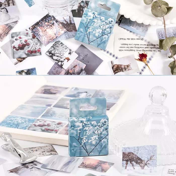 Amazon.co.jp: 46 stickers winter snow photo fashionable antique