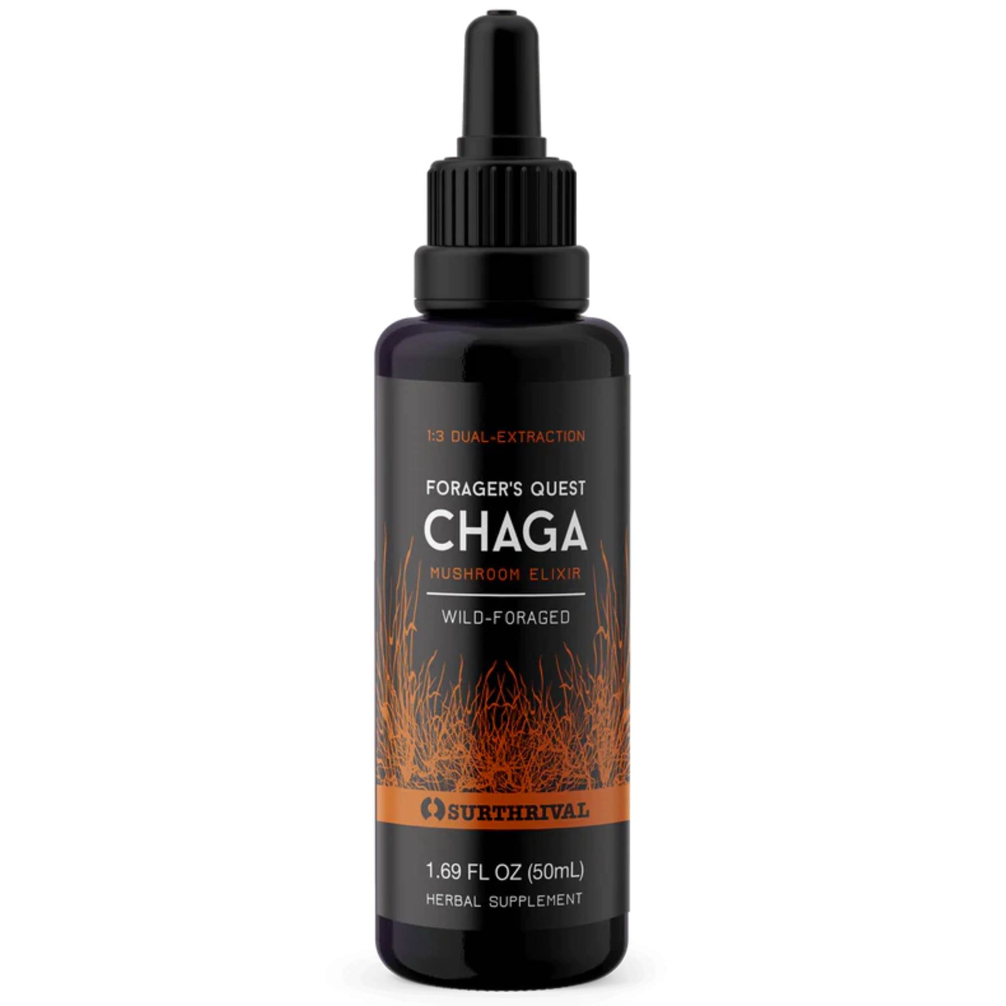 Surthrival: Chaga Mushroom Extract Forager's Quest, 50 mL, Featuring Nature’s Immune-Boosting, Anti-Viral, Anti-Fungal Medicinal Mushroom