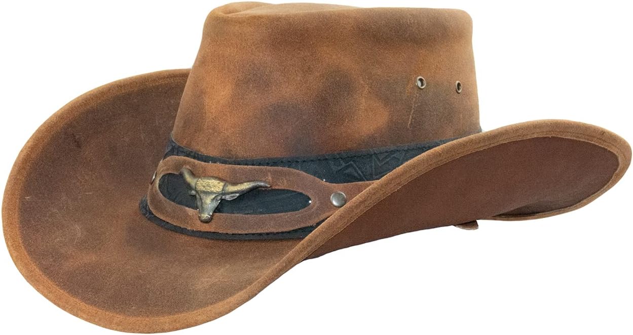 Cappello Bush Avventura Cappello In Pelle Cowboy Australiano Stile Outback Nero K 914606 - Foto 2