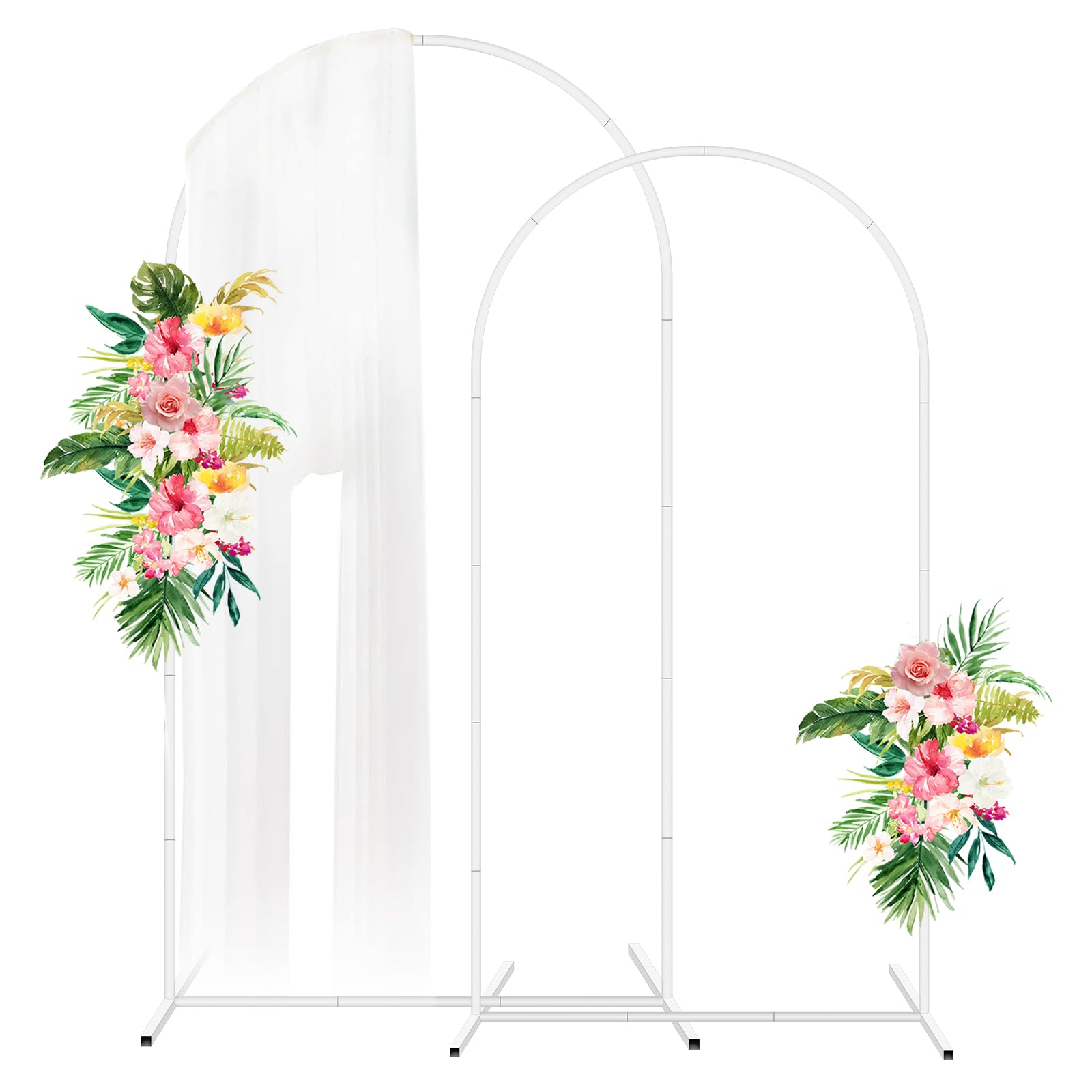 Metal Arch Backdrop Stand Set of 2 (7.2FT/6FT), White Wedding Arched Backdrop Stand Frame for Party Decoration Wedding Birthday Graduation Ceremony Baby Shower Garden Floral Balloon