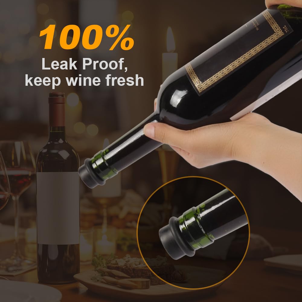 Bomba ahorradora de vino con 6 tapones de vino al vacío, conservador de botellas de vino mantiene el vino fresco, corchos de vino de silicona de grado alimenticio para cualquier botella de 3