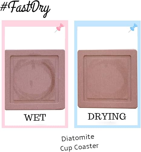 Miniatura 7 de Paquete de 2 posavasos de diatomita, posavasos de absorción rápida de agua, soporte para vasos de diatomeas autosecado, bandeja para plantas