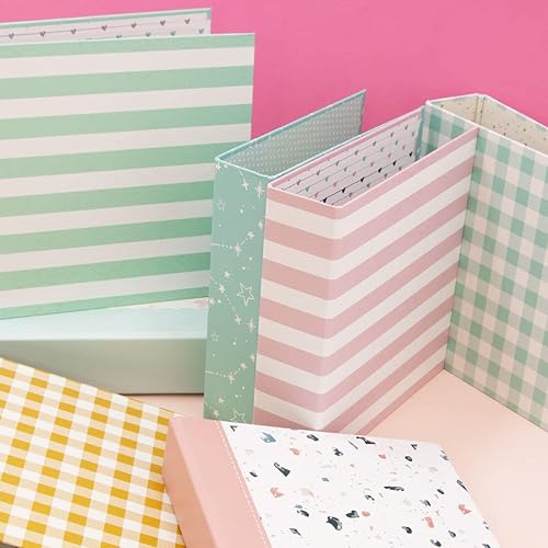 Miniatura 9 de Craftelier - Álbum de cartón forrado Vichy mostaza  Color mostaza - Sistema de 2 anillos blancos - Cubiertas duras y resistentes  Dimensiones 6 x 8