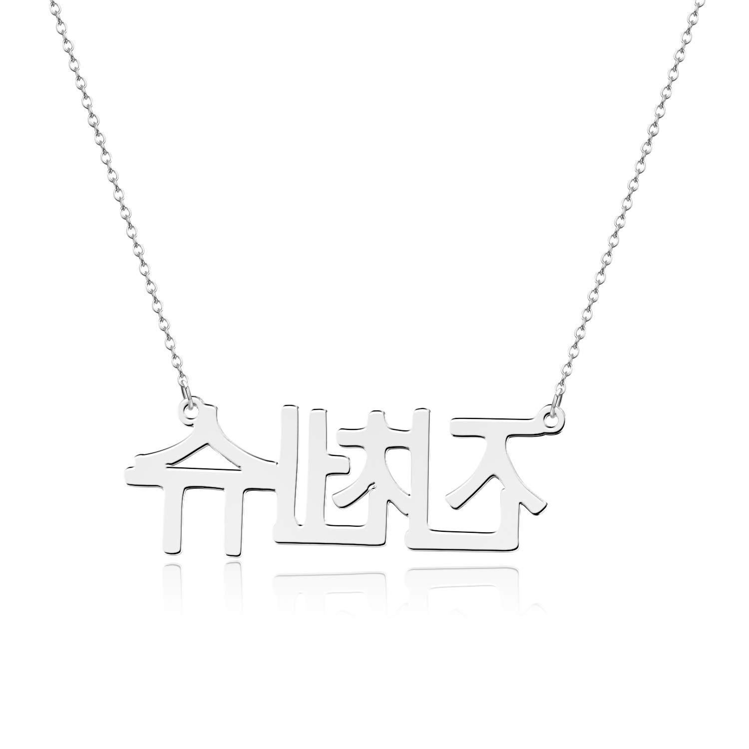 Custom Korean Name Necklace Stainless Steel Pendant Personalized Jewelry Gift for Women