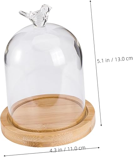 Miniatura 2 de SOIMISS Cúpula de cristal con base decorativa de cristal transparente, vitrina de mesa para Navidad, flores de rosas preservadas, suculentas,