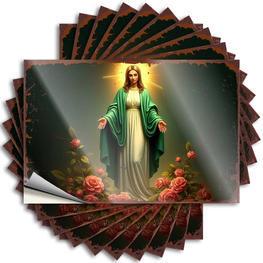 Funny Sticker Cool Room Stuff | Cheap Bottle Radiant Virgin Amidst Blooming Roses for Math(12X18CM)