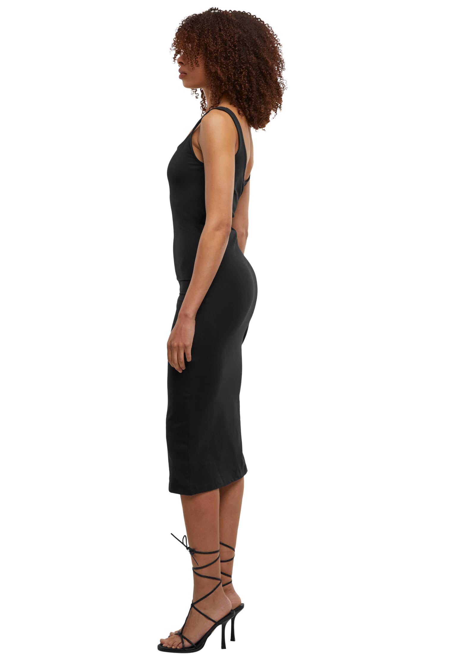 Urban Classics Ladies Basic Long Cotton Jersey Dress Donna Abito Media Lunghezza Nero