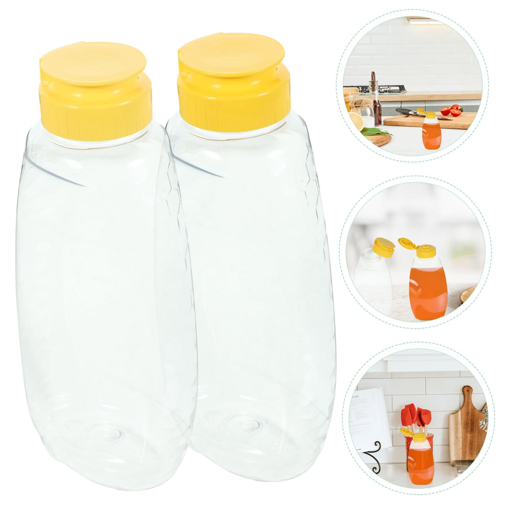 Alipis Refillable Honey Squeeze Bottles 6 Pack Food Packing Bottles Plastic Honey Jar Set
