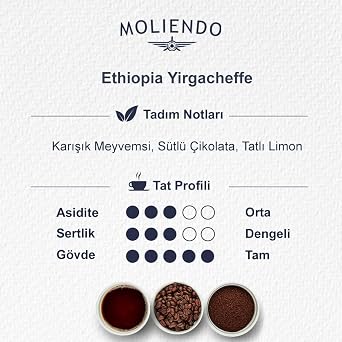 Moliendo Finest Coffee Ethiopia Yirgacheffe Yöresel Kahve (Çekirdek) 250 g