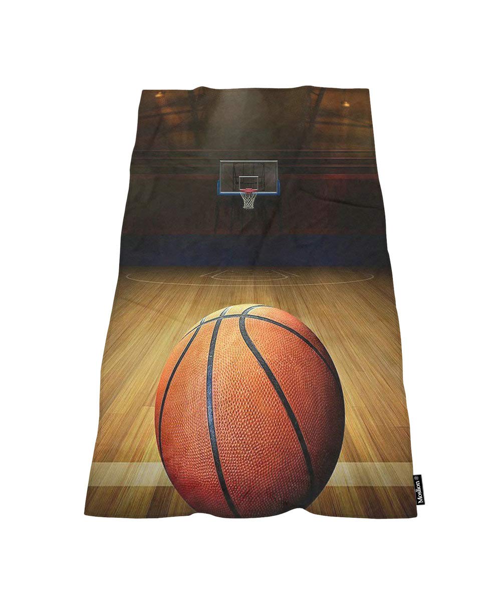 Moslion Comfy Bath Towels Vintage Basketball Court Pattern Soft Bathing/Beach/Camping Towel for Women Men Girls Boys Large Size 64x32 Inches