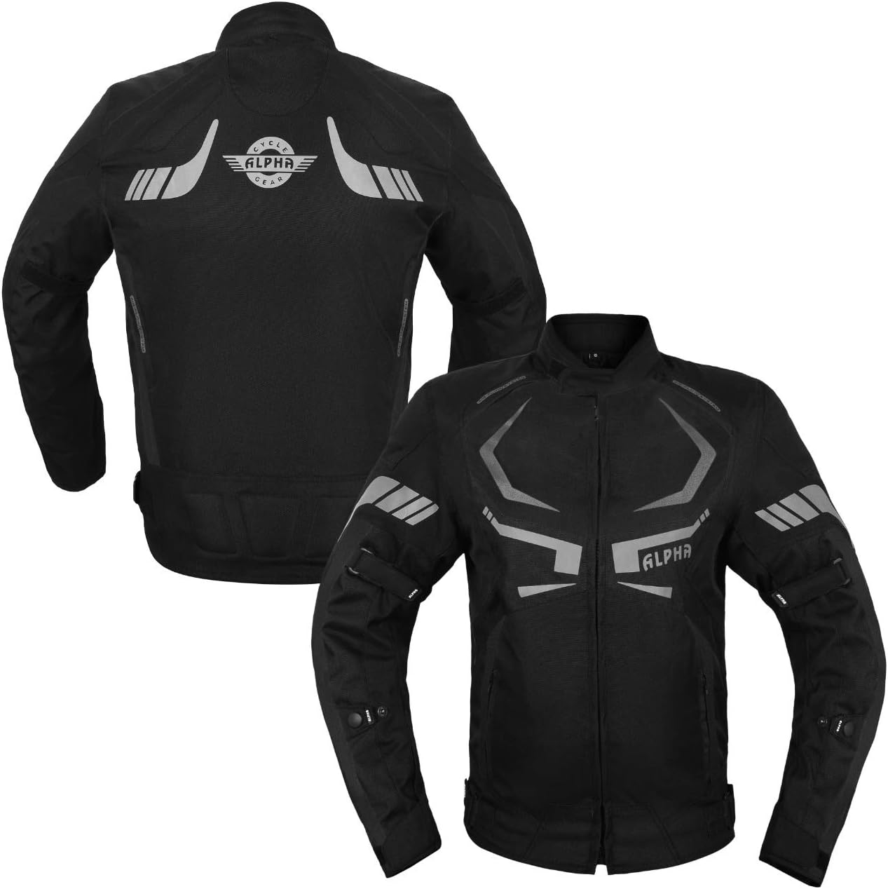 MOTORCYCLE JACKET MENS CE ARMORED BIKERS RIDING RACING WATERPROOF ALL SEASON JACKET (BLACK, 4X-LARGE)