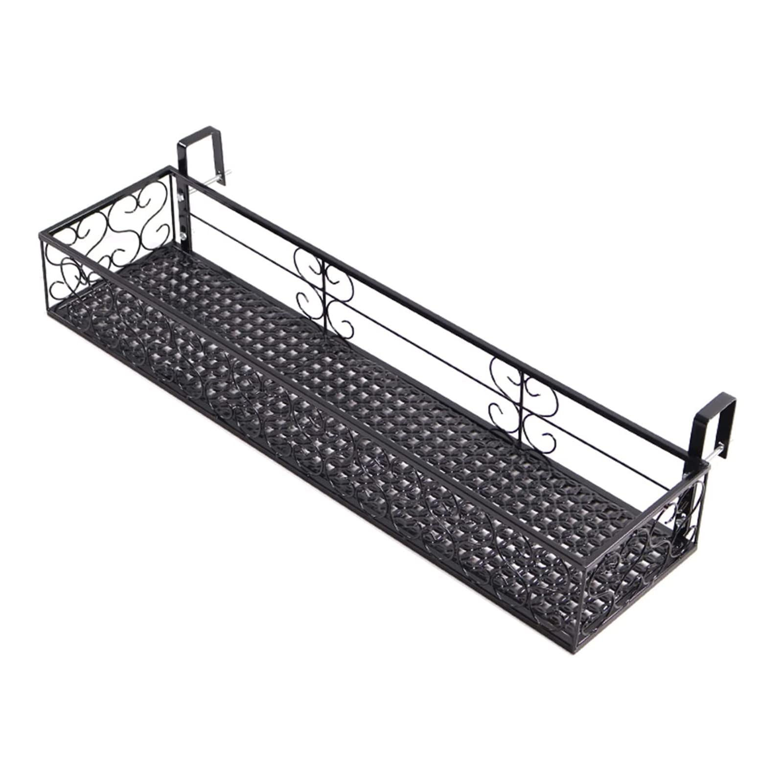 Scumlovy 80x25x12cm, Hanging Railing Planter Balcony Plant Holder Flower Rack, Iron Shelf for Flowers Rectangular Fence Basket outside Decoration