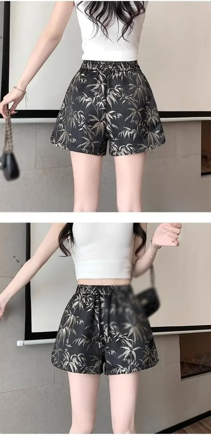 Women's Chinese Style Wide Leg Shorts Loose Summer Pants