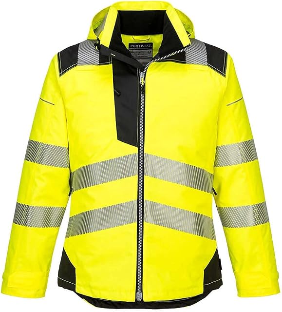 Portwest T400 Men's Reflective Waterproof PW3 Hi-Vis Winter Jacket Yellow/Black, Small