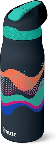 Miniatura 8 de Ottle Reef Roamer - Botella de agua de acero inoxidable, frasco aislado de 34 onzas con tapa a prueba de fugas, sin BPA y asa de transporte, botella