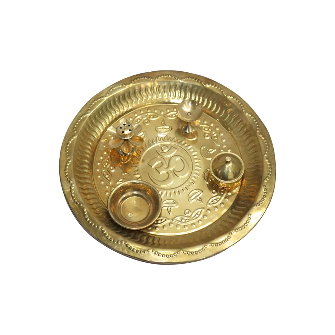 Buy Universal Hub Pooja Thali Indian Home Decoration Brass Items Om Puja Plate Hindu Samagri