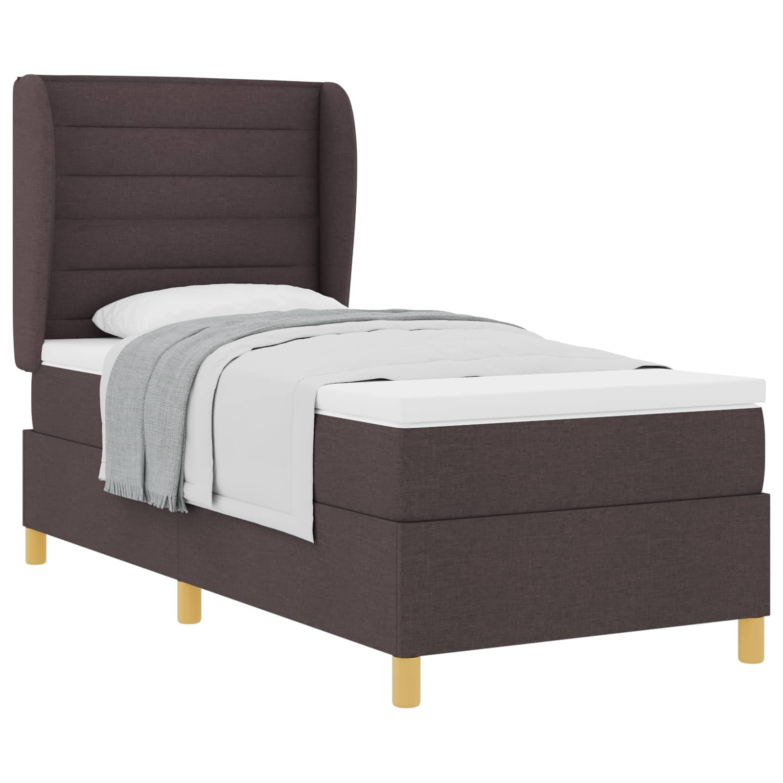 Lit à Ressorts avec Matelas Marron foncé 200 x 80 cm Tissu,Meubles,Lits & Accessoires,Lits & Cadres de lit,52.79 kg-3340658