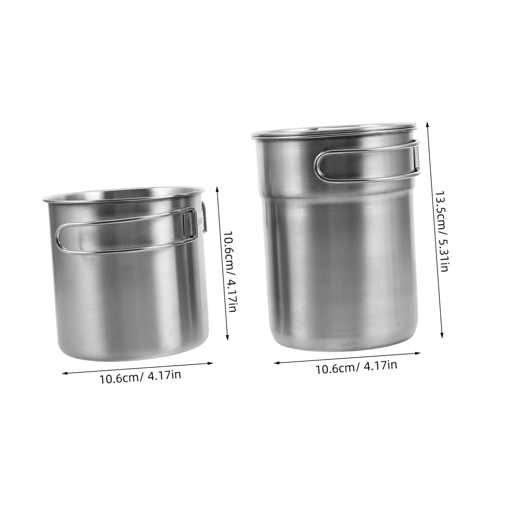 Toyvian Campingbecher aus Metall 2 Stück-pack mit Klappbaren Griffen | Edelstahl, Rundes Design, Stapelbar, Vielseitig Nutzbar, für Kaffee und Getränke Beim Camping und Wandern