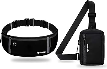 Running Fanny Pack + Mini Sling Bag for Women Men, Universal Phone Holder, Water Resistant Lightweight Adjustable Bag for Running Walking Jogging Cycling Hiking Travel