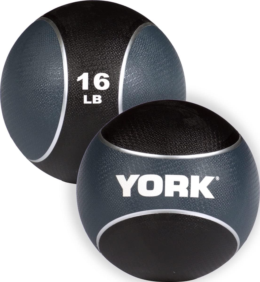 York Barbell 65116 16 lbs 2 Tone Medicine Rubber Ball, Navy Blue