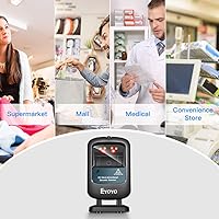 Vista 7 de Eyoyo Escáner de código de barras manos libres 2D, lector de código de barras de escritorio con cable USB omnidireccional 1D 2D PDF417 lector