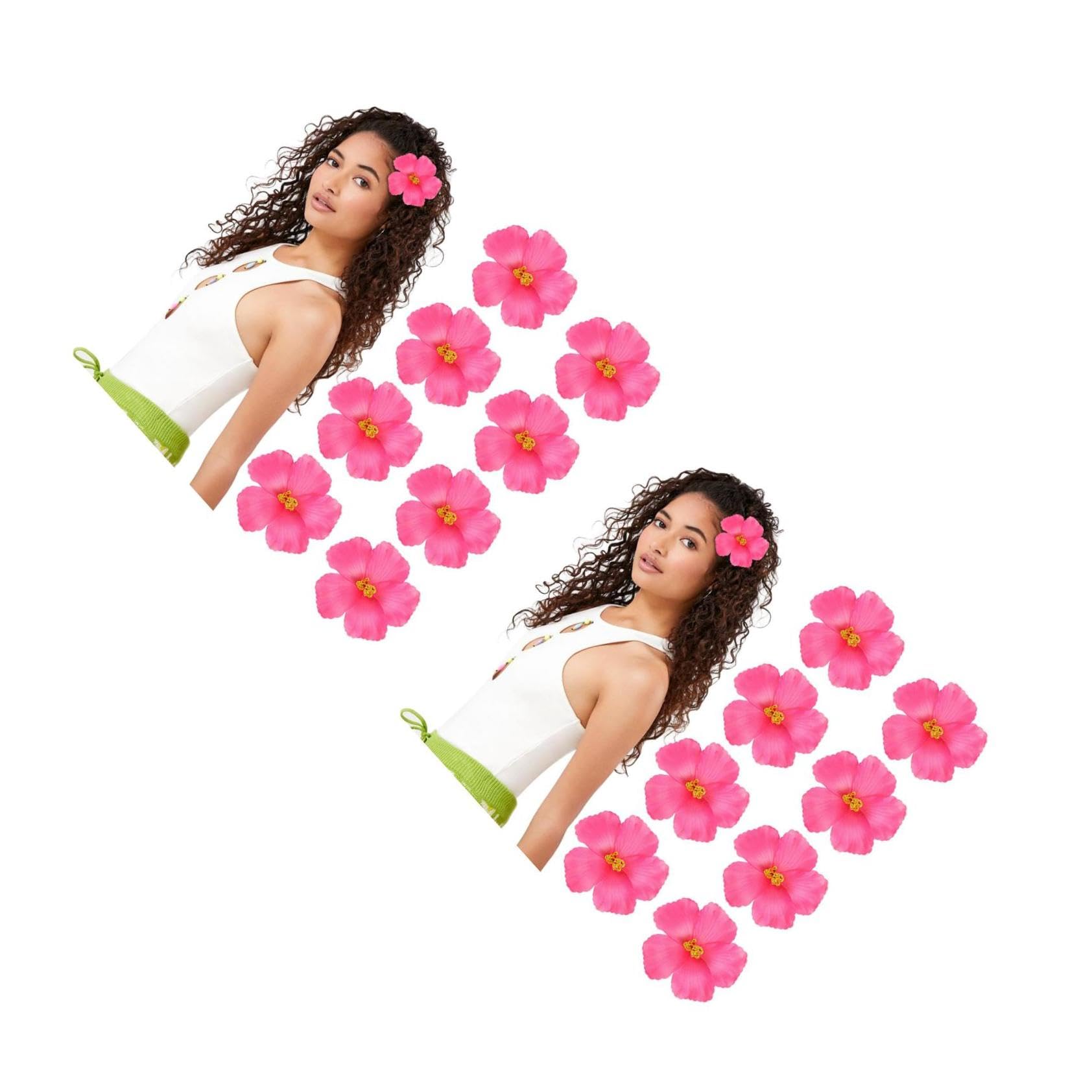 Ciieeo Lot de 2 fleurs d'hibiscus artificielles pour décoration de fête, maison, loisirs créatifs, EVA, style hawaïen, 10 pièces x 2