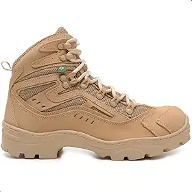 Bota Militar Adventure Masculina Impermeável em Couro Legítimo Areia – Conforto Extremo, Solado Antiderrapante, Respirável e Resistente – Ideal para Trilha, Trabalho, Operacional e Uso Diário
