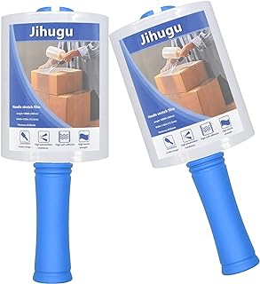 2 Pack Stretch Wrap Film with Winding Handle, 80 Gauge Shrink Wrap roll, 5" x 1000' Stretch Wrap Roll, Plastic Wrap for Moving, Packing Wrap Industrial Strength, Clear Plastic Pallet Shrink.