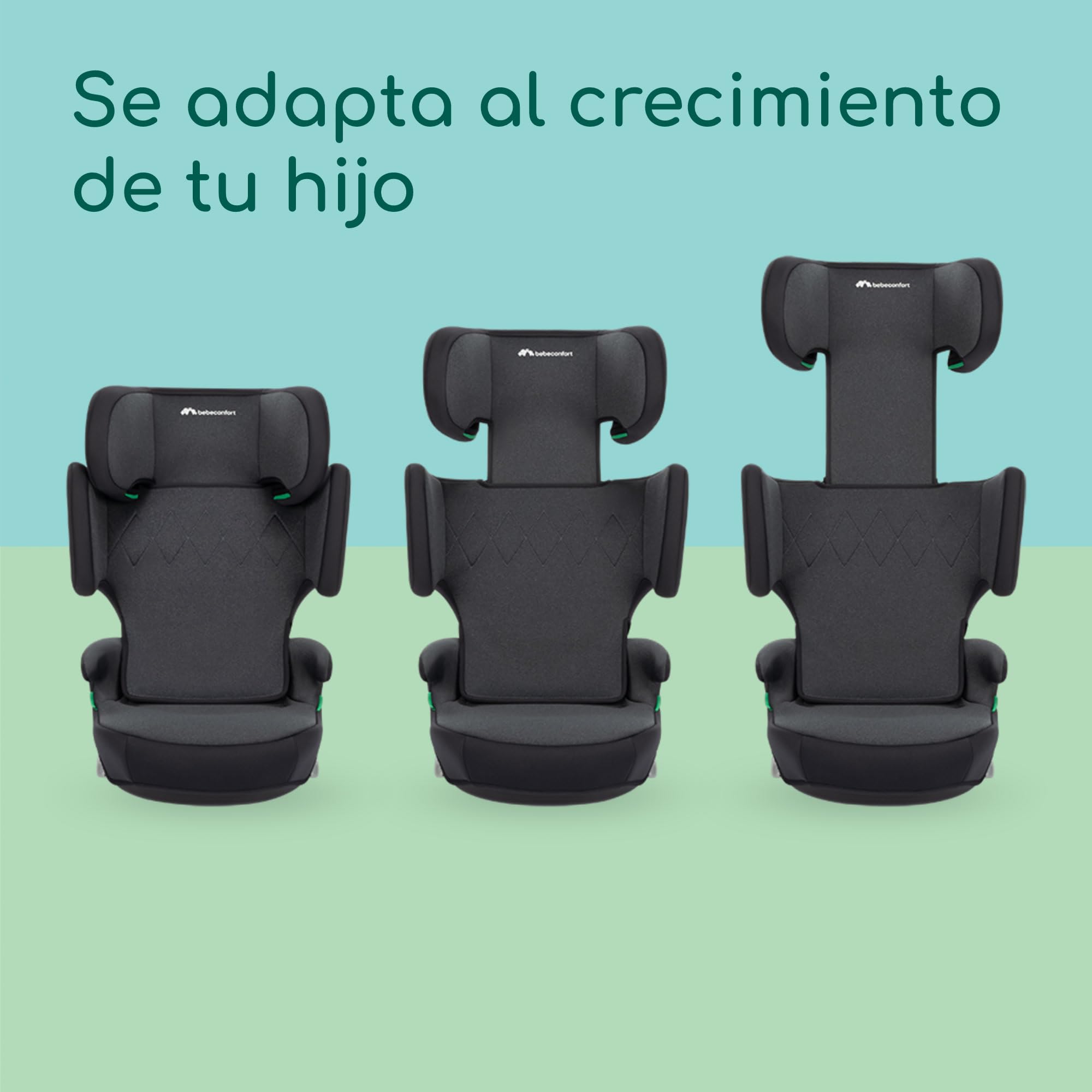 Bebeconfort RoadFix i-Size, Silla de Coche Elevador con Respaldo, 3,5-12 años (100-150 cm), Silla Coche ISOFIX, Silla de Coche Plegable, Ligera (4,4 kg), 14 Posiciones Reposacabezas, Tinted Black