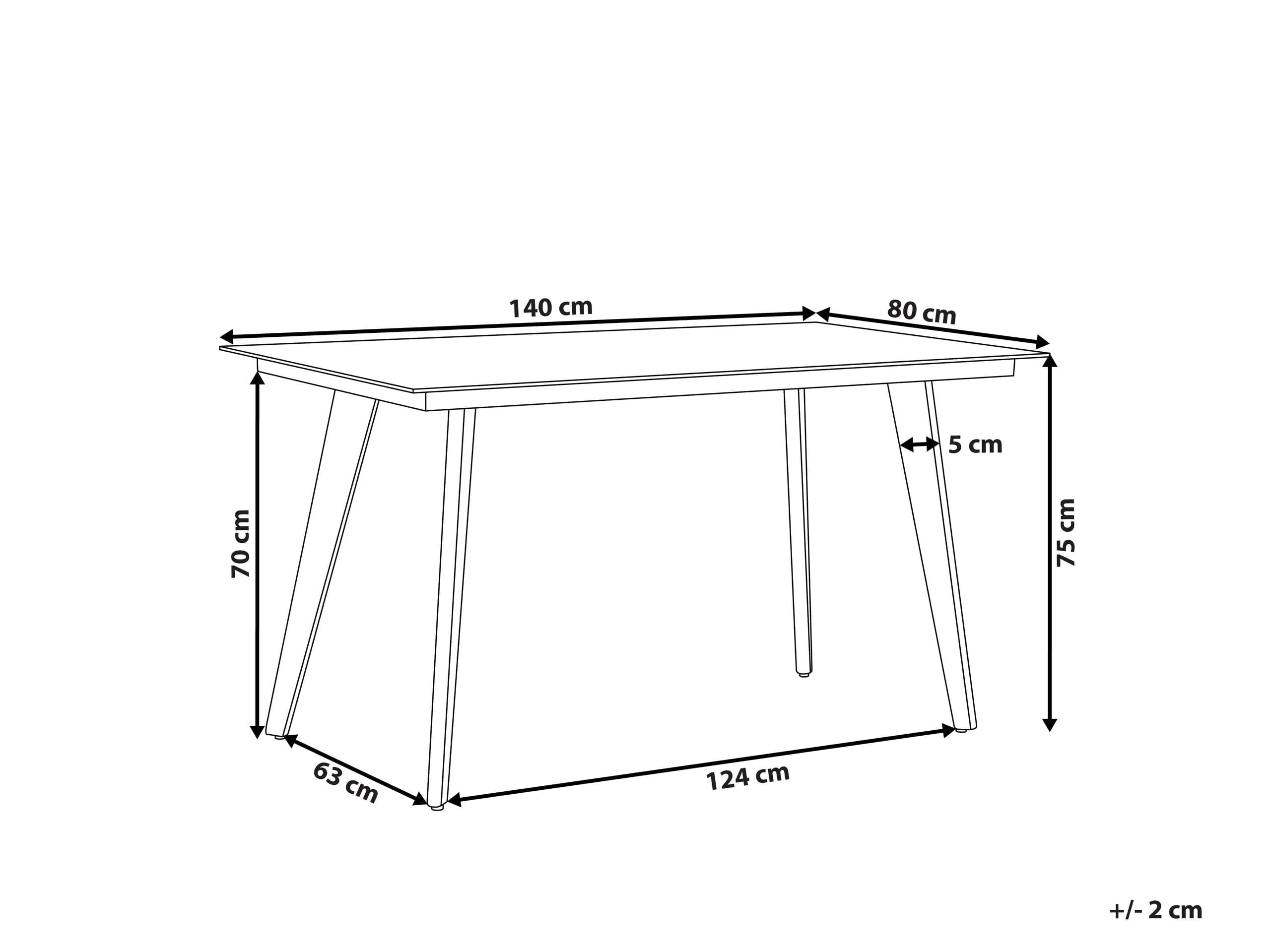 Beliani Gartentisch Aluminium Glasplatte Steinoptik rechteckig 140x80 cm grau Mileto