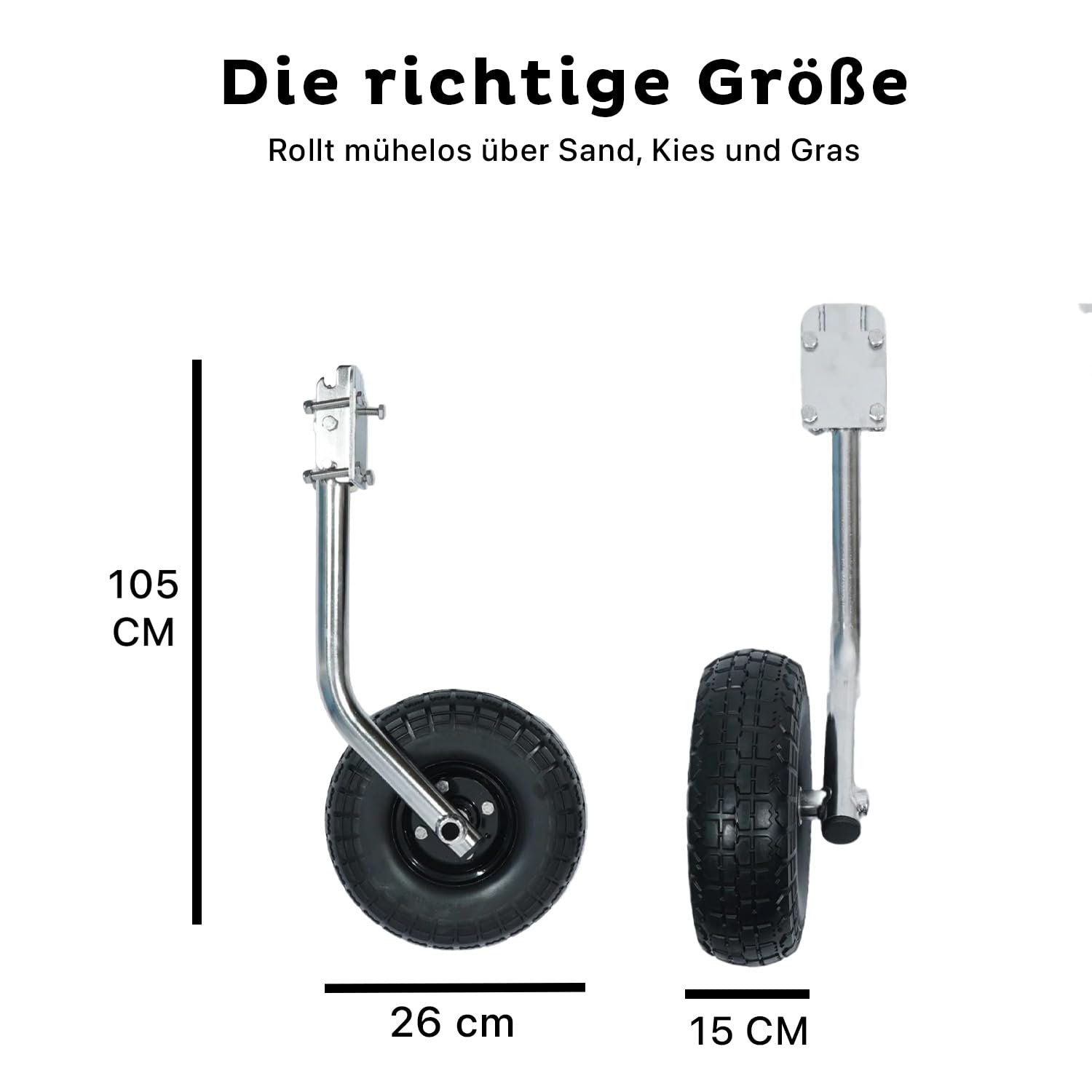 HIBO Slipräder für Schlauchboot – klappbare Strandräder aus Edelstahl – Keine Platten Reifen, salzwasserfest & unter dem Heck montierbar