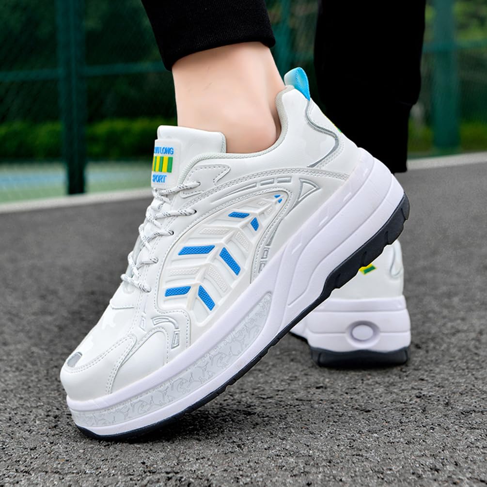 Schuhe mit Rollen für Jungen Mädchen Skateboardschuhe für Jungen Turnschuhe 2-in-1-Multifunktionsrollschuhe Sneakers Sportschuhe Rollschuhe Kinder Outdoorschuhe (LHX-X12, 42EU)