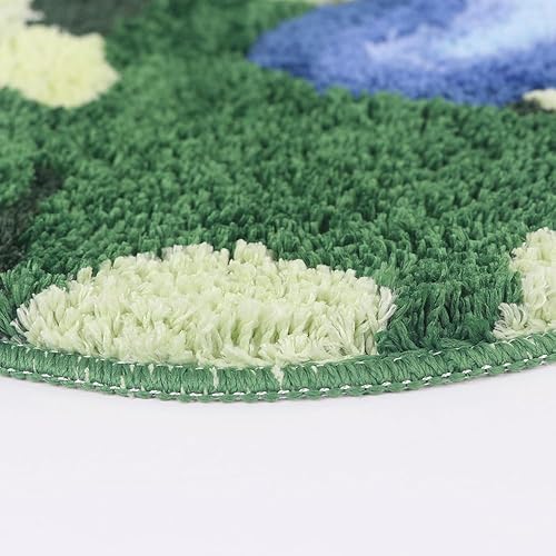 Miniatura 3 de Alfombra de baño con diseño de musgo verde, antideslizante, para decoración de baño, suave, absorbente, peluda, lavable (23.7 x 35.4 pulgadas,
