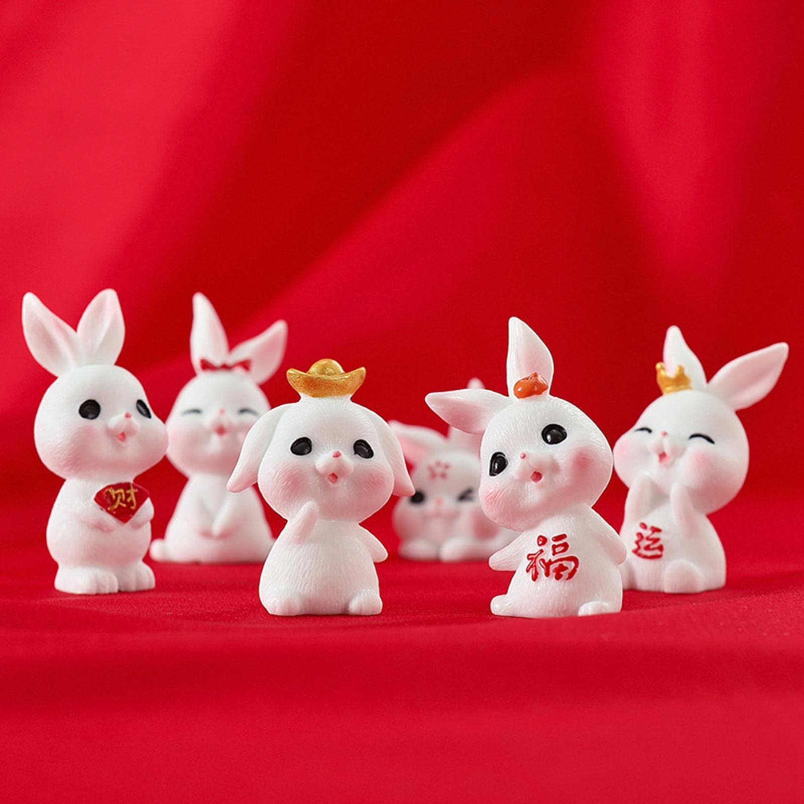 Amazon.co.jp: ミニチュアウサギフィギュア 6個 樹脂ウサギフィギュア