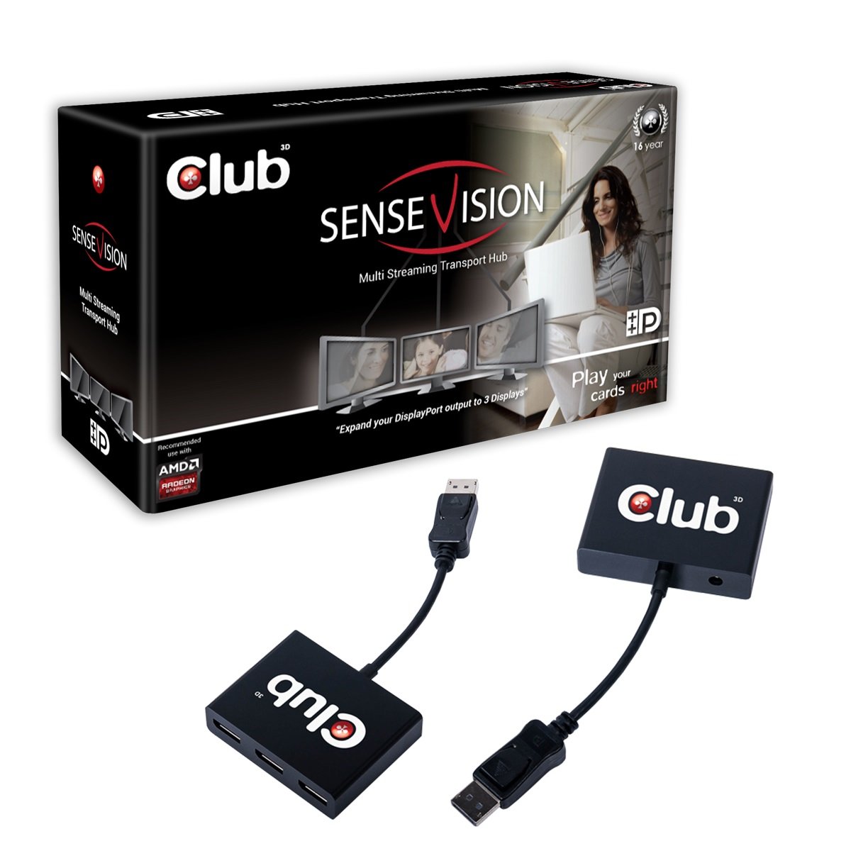 Club3D DisplayPort 1.2 to 3 DisplayPort Multi-Display MST Hub (CSV-5300)