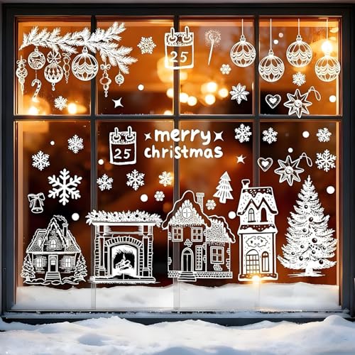 Adesivi per finestra di Natale Babbo Natale, fiocchi di neve, pupazzo di neve, decorazione per finestre (D1)