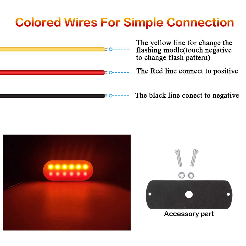 4X12 LED Red Bursztyn ostrzegawczy Strobe Lights Awaryjny montaż powierzchniowy Migające światło awaryjne Uwaga Niebezpieczeństwo Światło Bar 12-24V dla ciężarówki Van Off Road SUV