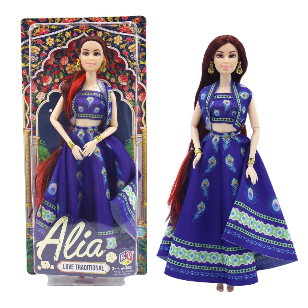 paprock Fashion Princess Doll for Girls | Alia Tradition Style Toy for Girls | Birthday Gift for Kids 3+ Years | Beautiful Indian Doll for Pretend Play & Return Gifts (Navy Blue Lehenga)-image-22