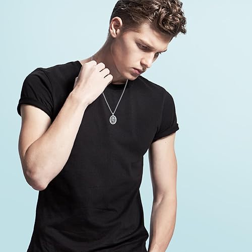 Vista 642 de Collar con colgante de plata de ley 925 con medalla de San Patrón, joyería religiosa para hombres y mujeres, con cadena de acero inoxidable 316L