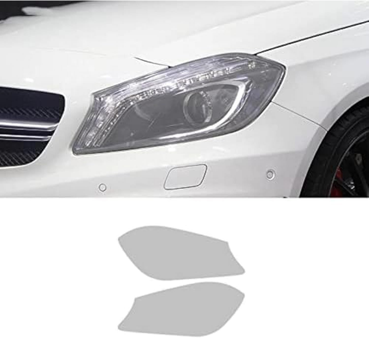 SamLng Car Front Light Film for Benz for A-Class W176 2013-2018 Car Headlight Protective Film Front Light Transparent Blackened TPU Sticker Car Accessories Car Headlight Protective Film