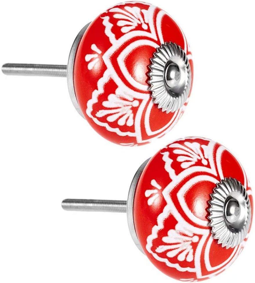 knobs,Cabinet Knobs, Ceramic Pull Handle Knobs Door Knobs2 pcs Dresser Knob Drawer Round Furniture Cabinet Cupboard Wardrobe Decorative