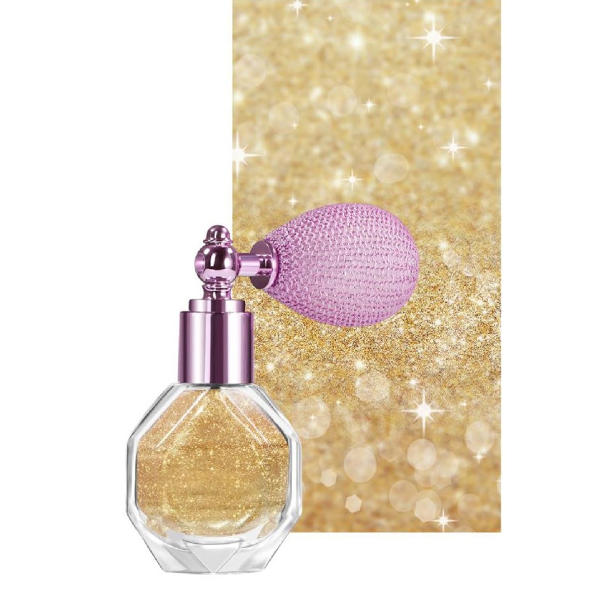 BEUKING Highlight Shimmer Powder Spray - Ultra-Fine Glitter Highlighter for Face Body Hair, Long-Lasting Glow (#03 Citrine)