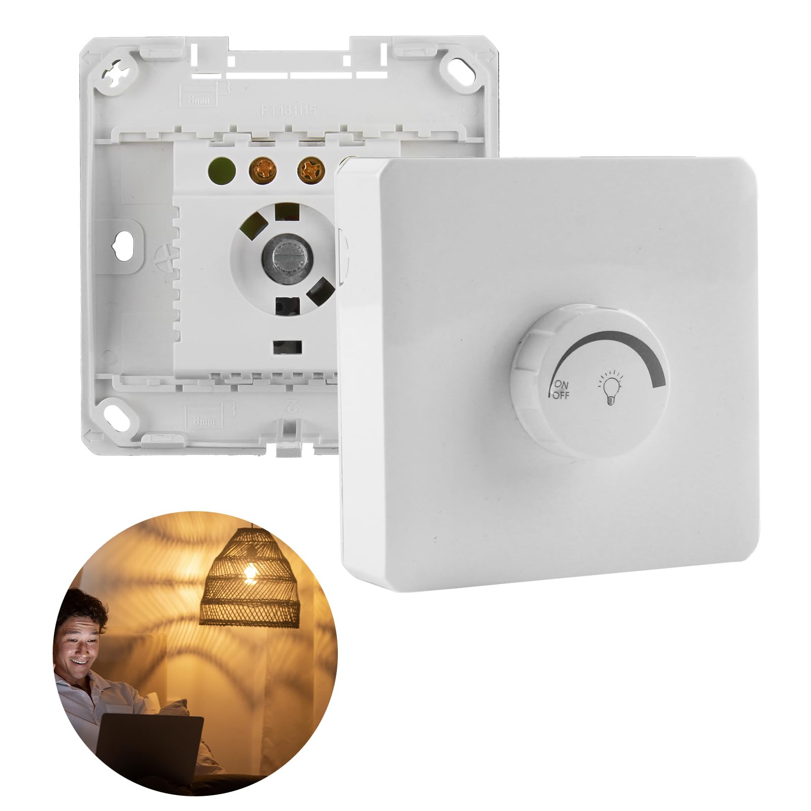 Regulador de intensidad para lámpara LED, interruptor de luz regulable 86 * 86mm 110-250V 10-16A 1-400W, interruptor empotrado, botón giratorio, regulación de velocidad sin etapas para lámparas