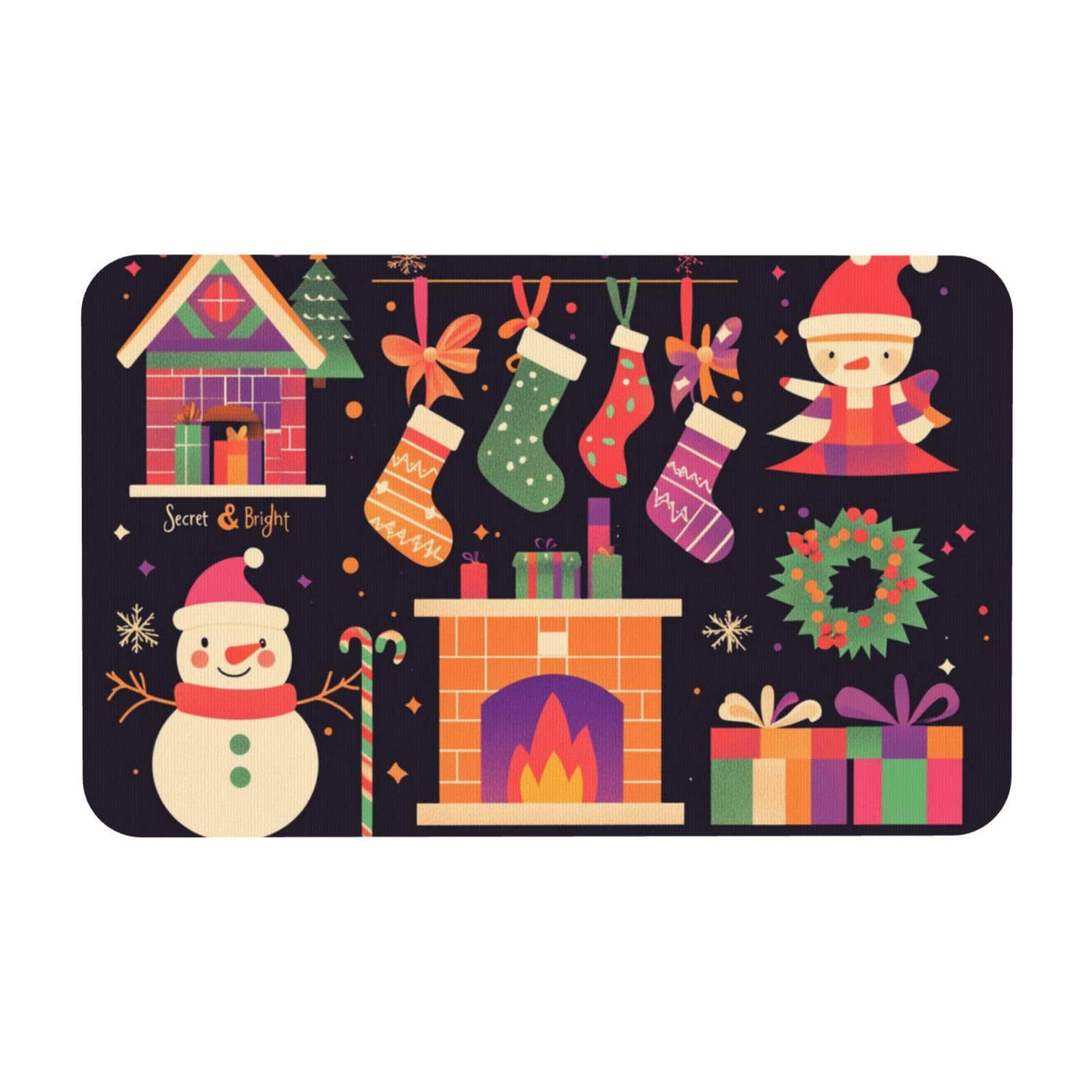 Paillasson silicone de qualité supérieure aux motifs de Noël colorés