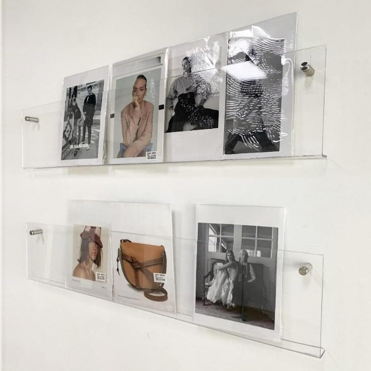 マガジンラック壁掛け２個セット ウォールラック パンフレットスタンド レコード アクリル 透明 本棚 書類 雑誌 壁に取り付けられた