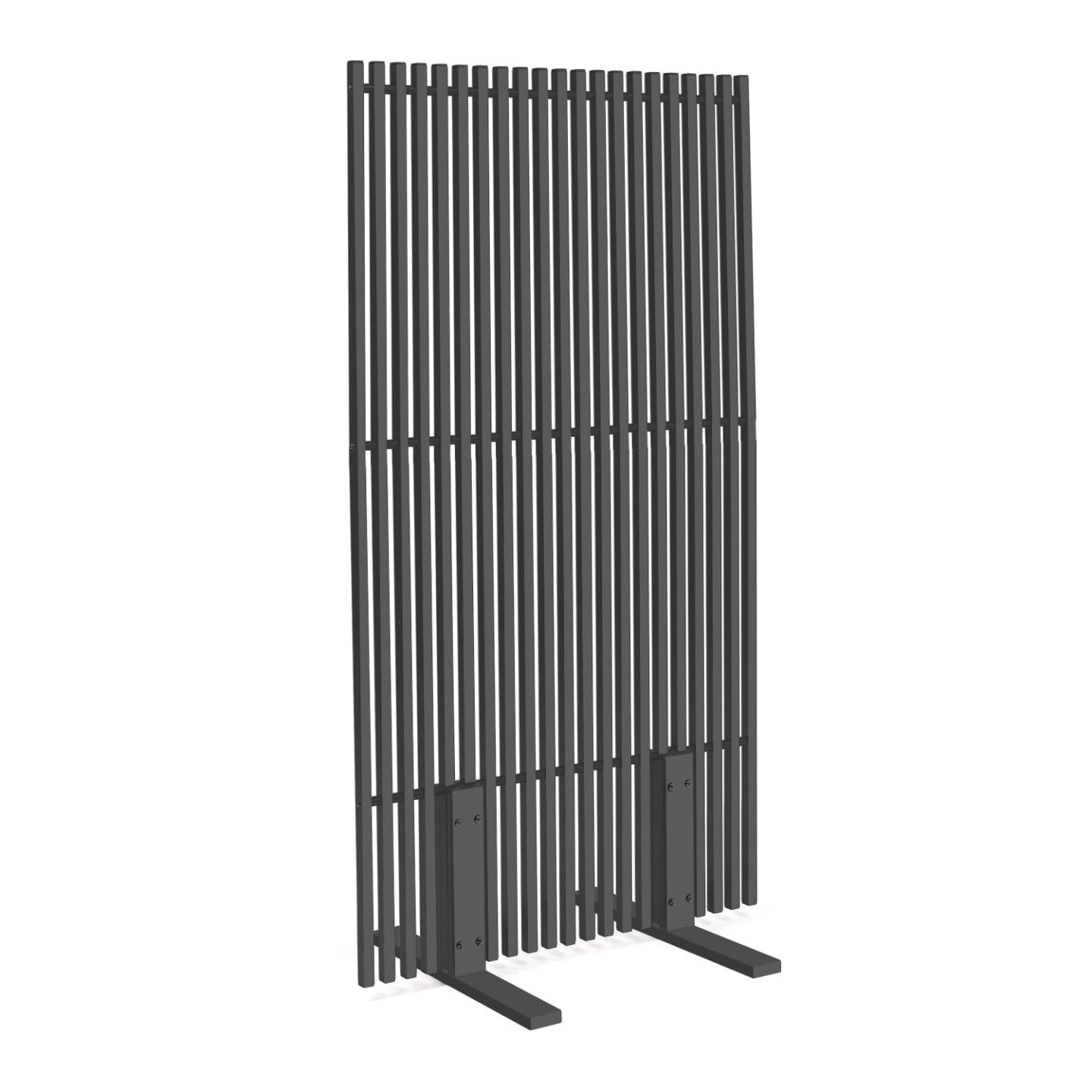 IDMarket - Paravento Decorativo Traforato 80 x 150 cm con lamelle Verticali in Metallo Grigio Antracite | Con feritoie verticali, metallo grigio antracite